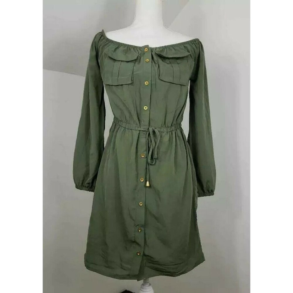 Vine & Valley Dress Military Green Off Utility Medium New